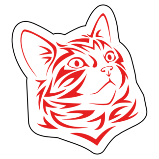 Tribal Cat Sticker (Red)